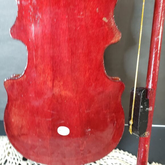 Vintage Faux Miniature Wooden Violin with Bow Shelf Decoration Decor 15" - Picture 7 of 12